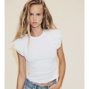 Zara White Cap Sleeve Top